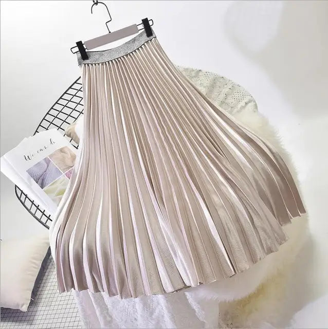 Pre Order:  Classic Solid High-Waist Pleated Skirt