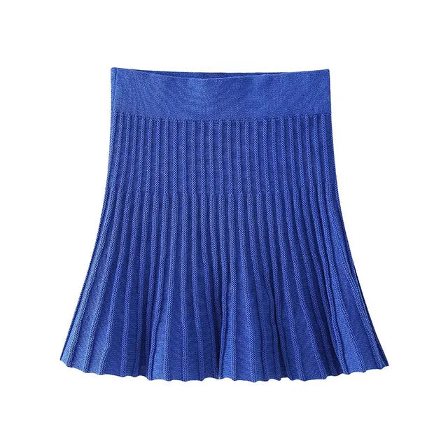 Pre Order:  Short Sleeved Knitted Top + Pleated Skirt