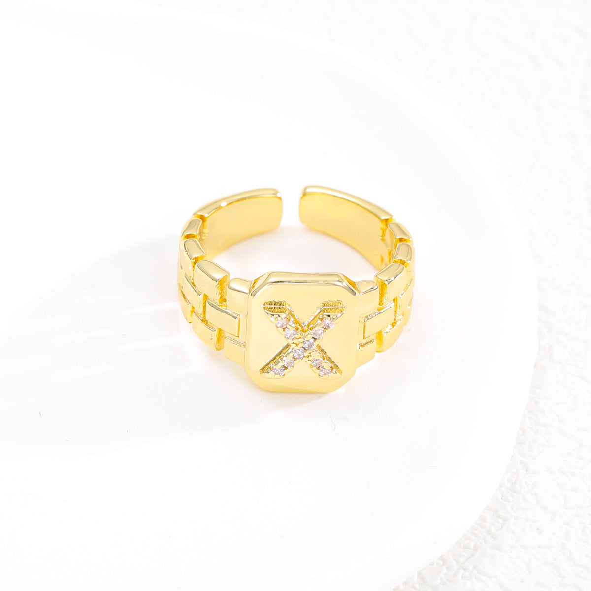 Pre Order:  Letter Series Strap Design Open Ring