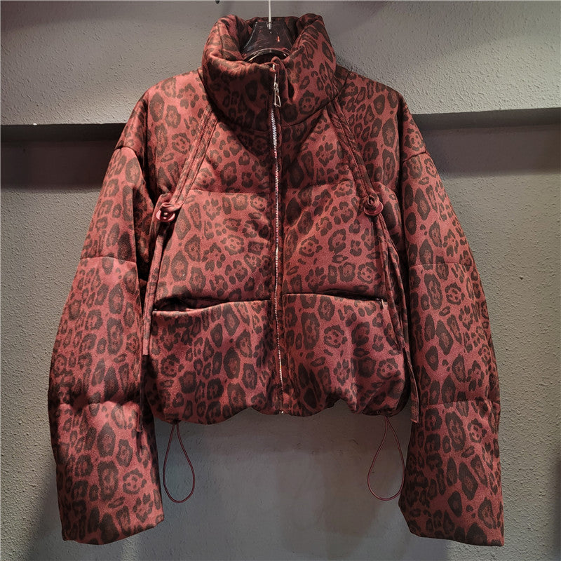 Pre Order: Thickened Animal Print Down Cotton Jacket