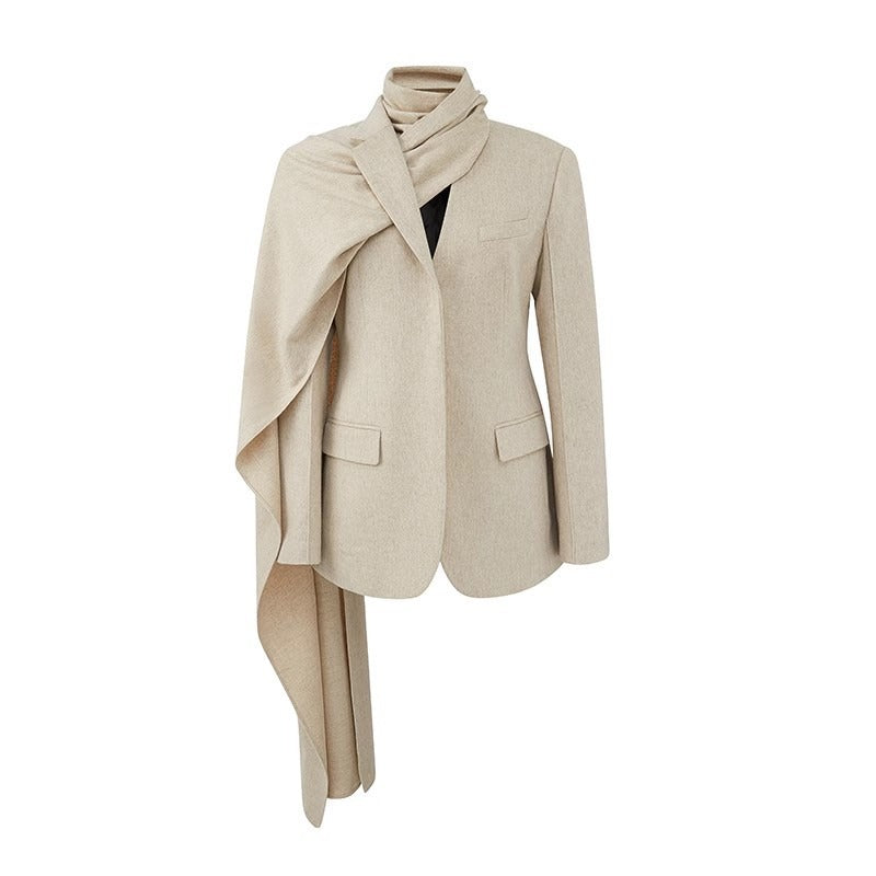 Scarf Collar Suit Blazer