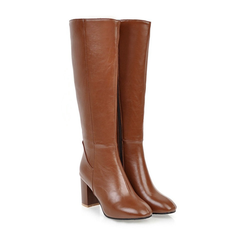 Pre Order:  Chunky High Heel Knee High Boots