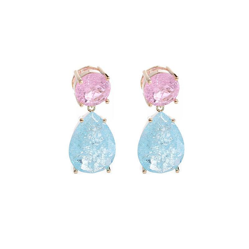 Pre Order:  Color Block Ice Cracked Water Drop Earrings