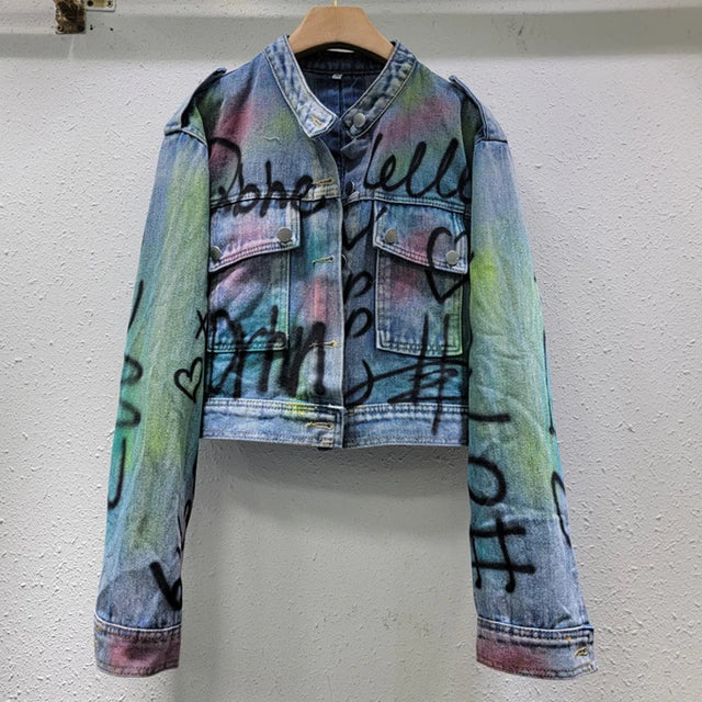 Pre Order:  Graffiti on Denim Short Jacket