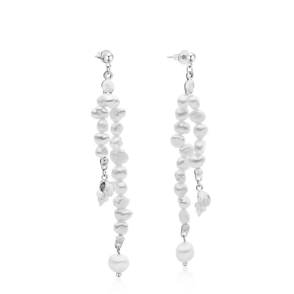 Pre Order: Geometric Pearl Tassel Exaggerated Earrings