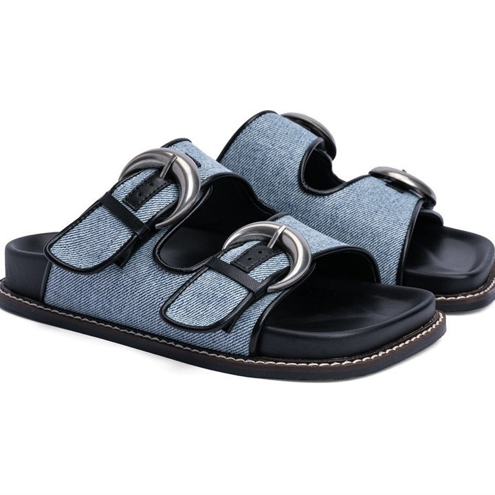 Pre Order:  Casual Denim One-Line Beach Sandals