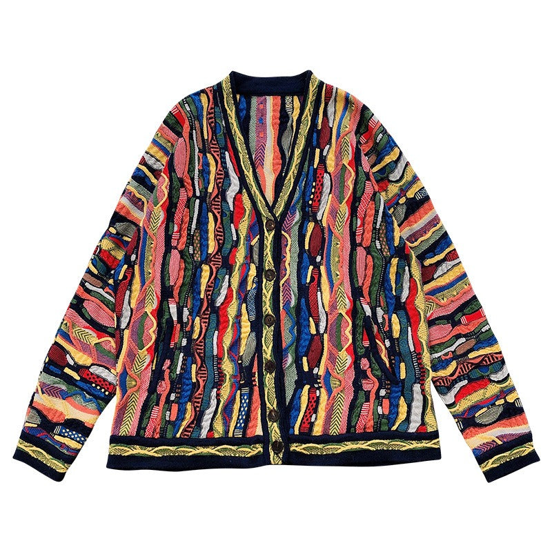 Multicolor Oil Painting Graffiti Cardigan