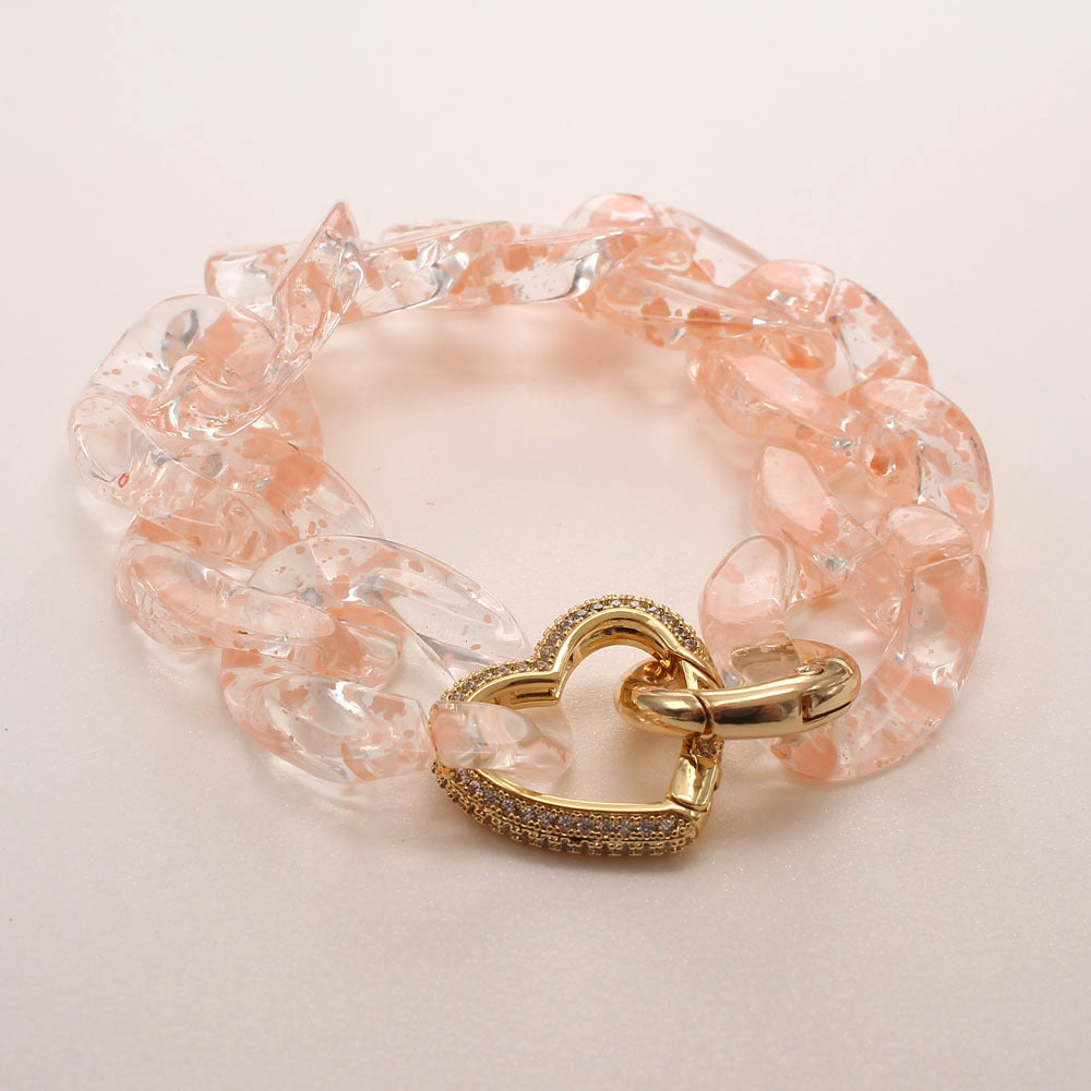 Pre Order:  Zircon Charm Link Resin Bracelet