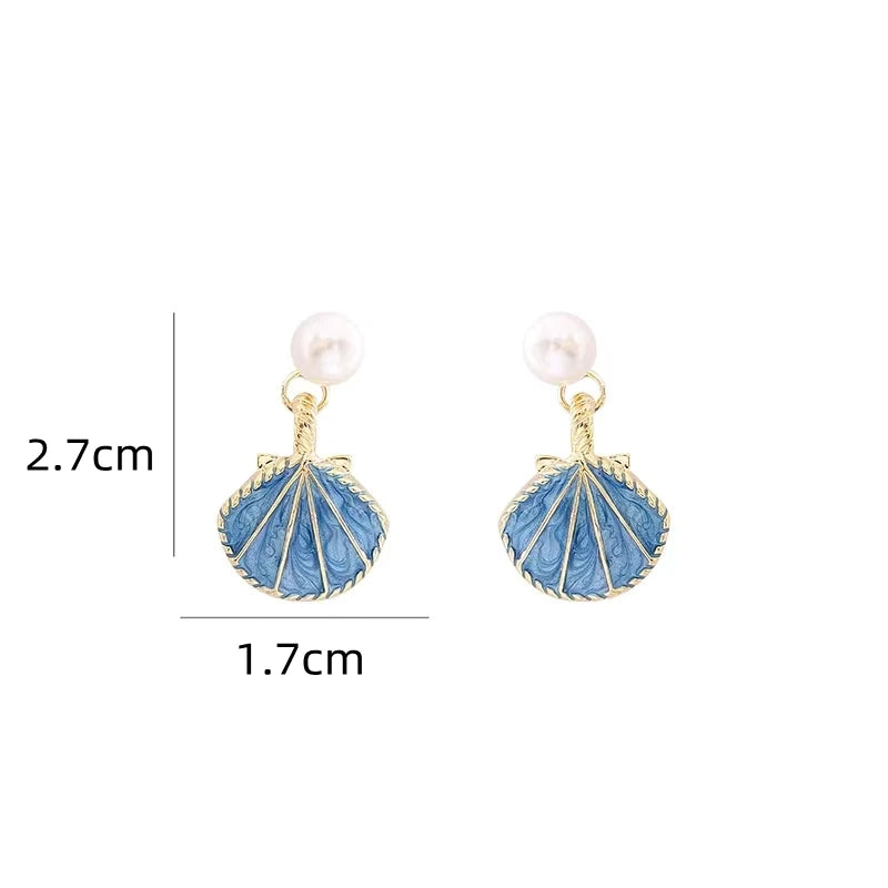 Pre Order:  Shell Faux Pearl Drop Earrings