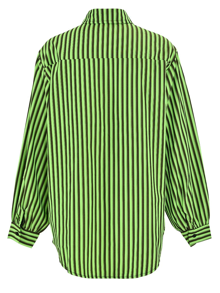 Pre Order:  Asymmetric Stripes Loose Casual Long Sleeved Shirt