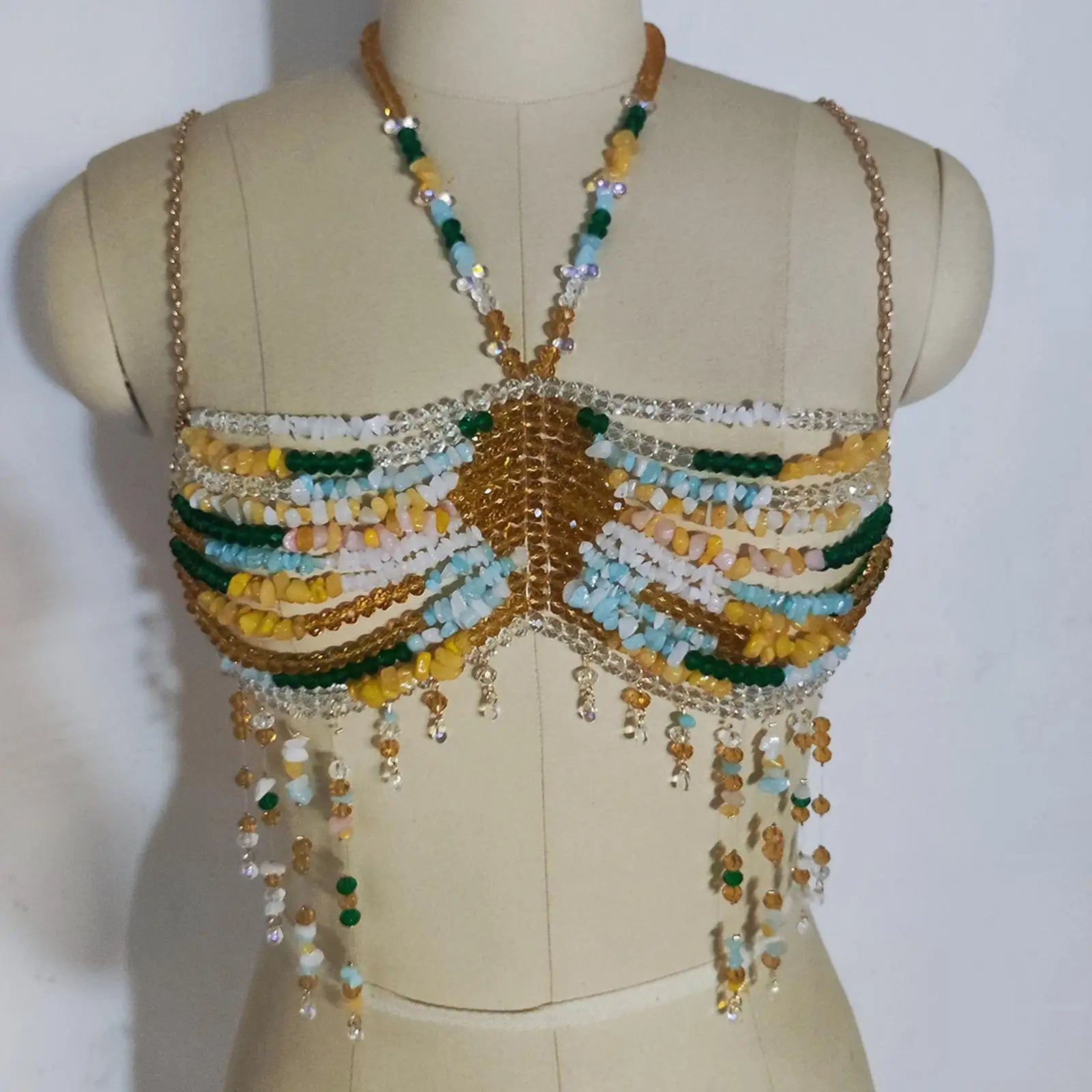 Pre  Order: Colored Stone Bead Chest Chain