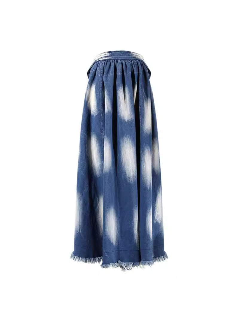 Pre Order:  Tie Dye Irregular Tie Waist Loose Skirt