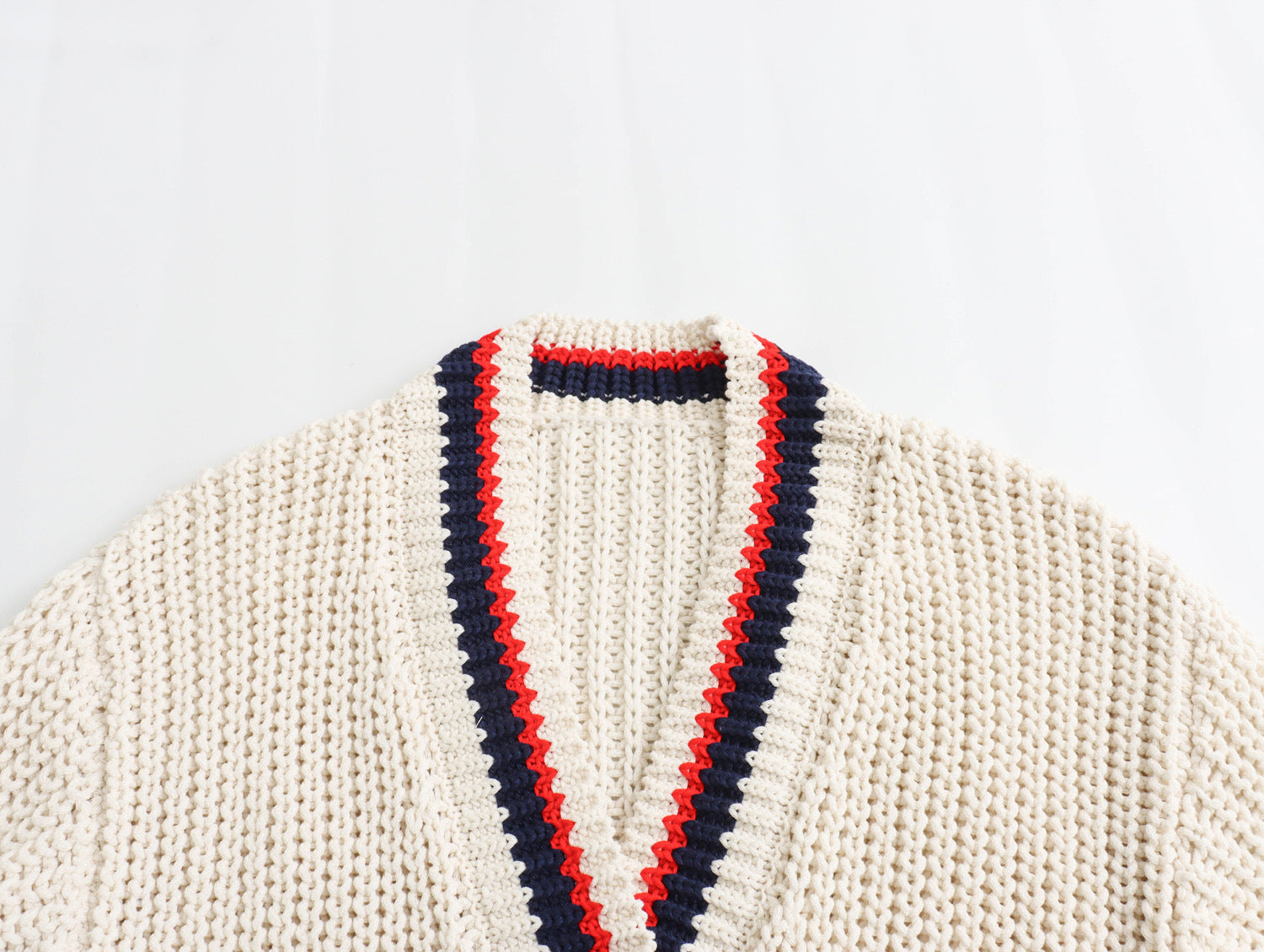 Pre Order:  Knit V-Neck Pocket Color Block Cardigan