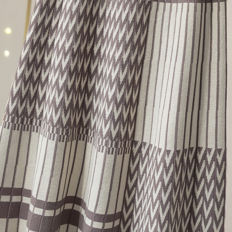 Pre Order:  Pleated Geometric Print A-Line Skirt