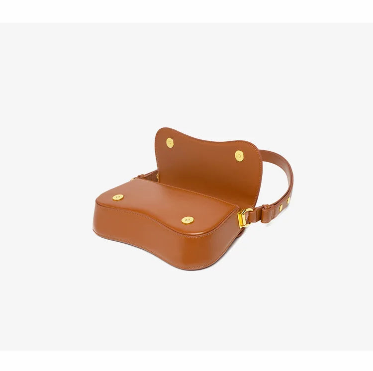 Magnetic Snap Flap Leather Bag