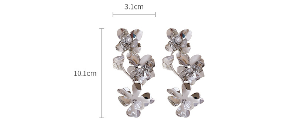 Pre Order: Metallic Flower Pearls Exaggerated Earrings