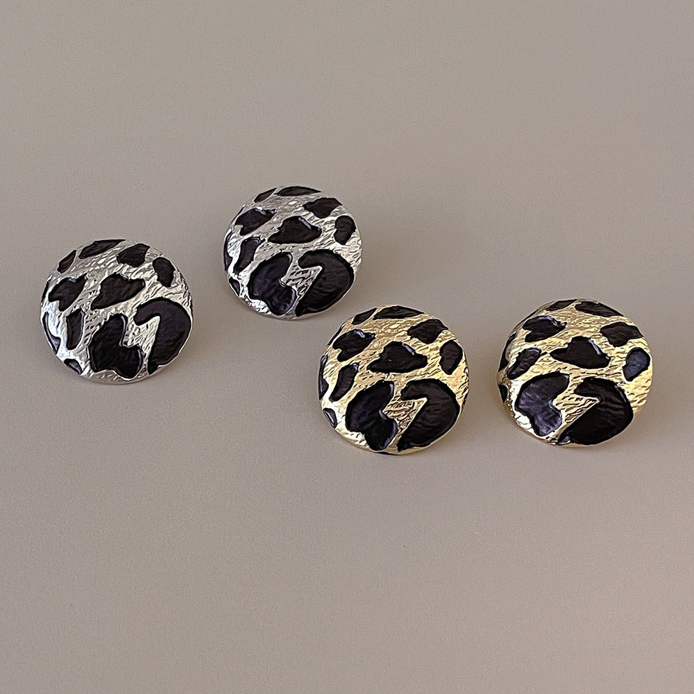 Pre Order:  Irregular Leopard Print Round Earrings