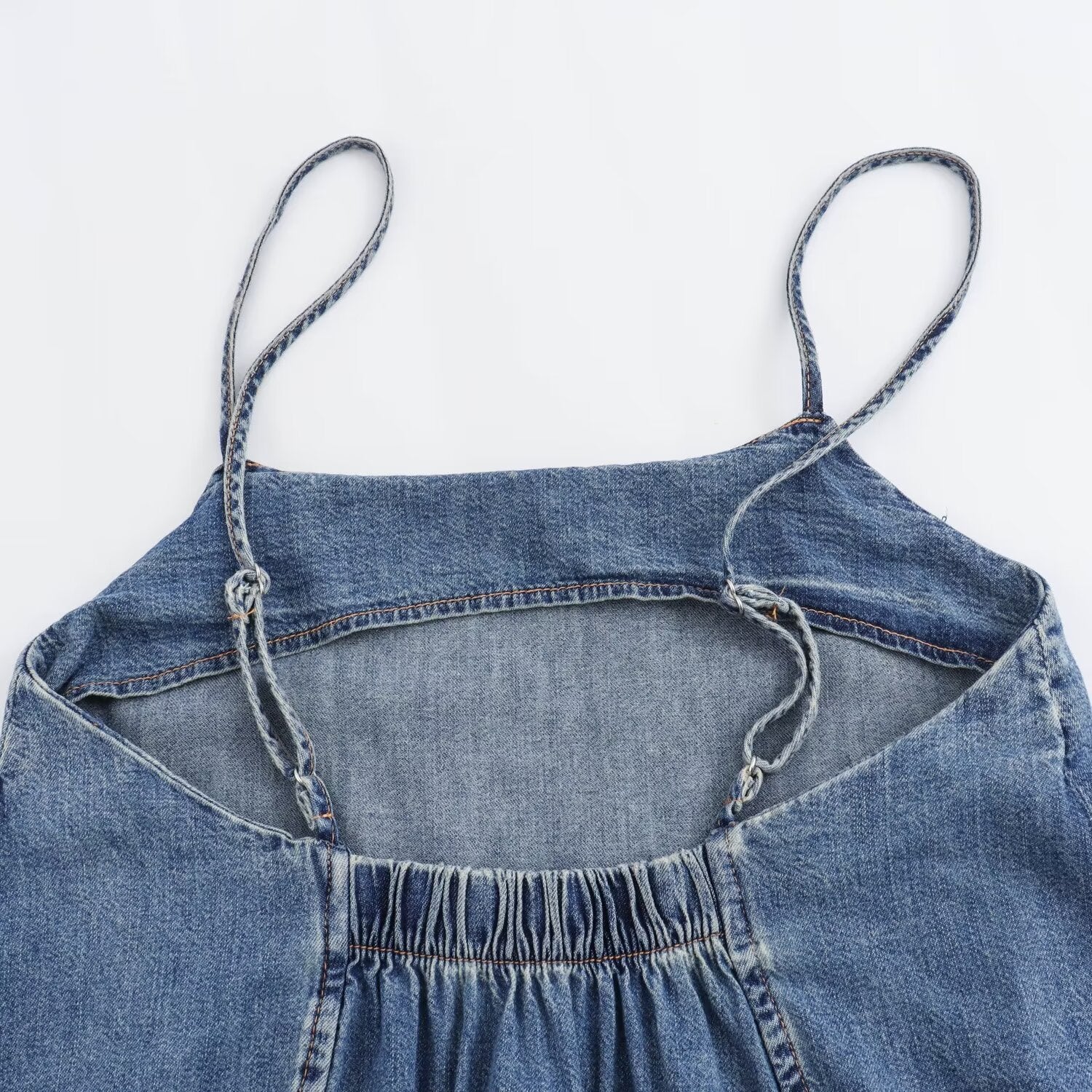 Retro Backless Loose Fitting Camisole Denim Dress