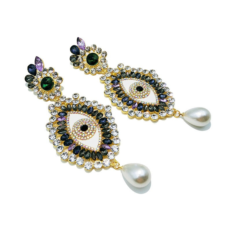 Pre Order:  3D Big Eyelashes Rhinestone Retro Earrings