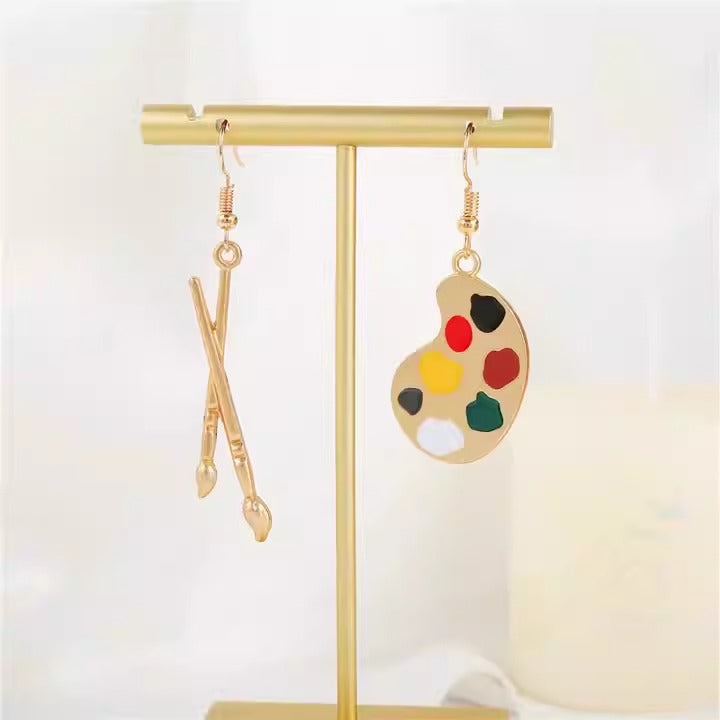 Pre Order:  Asymmetrical Artistic Brushes Color Palettes Hooks Earrings