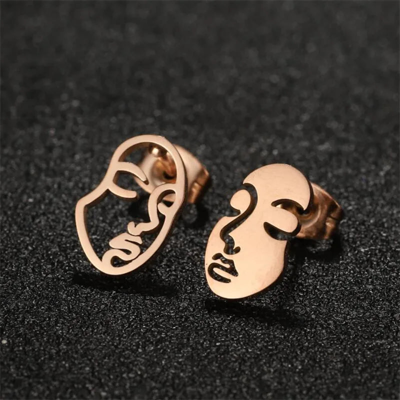 Pre Order:  Girl Face Abstract Stud Earrings