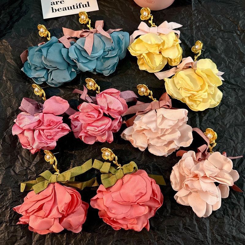 Pre Order:  Handmade Fabric Flower Earrings