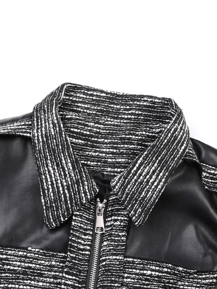 Pre Order:  Panel Faux Leather Spliced Jacket