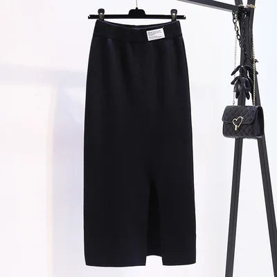 Pre Order:  Front Slit Knitted Loose Skirt