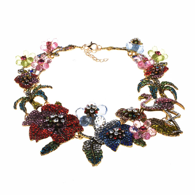 Pre Order:  Multicolor Rhinestones Flamingo Choker Necklace