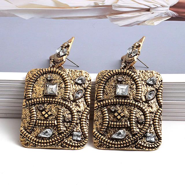 Pre Order:  Rhinestone Studded Ethnic Drop Earrings