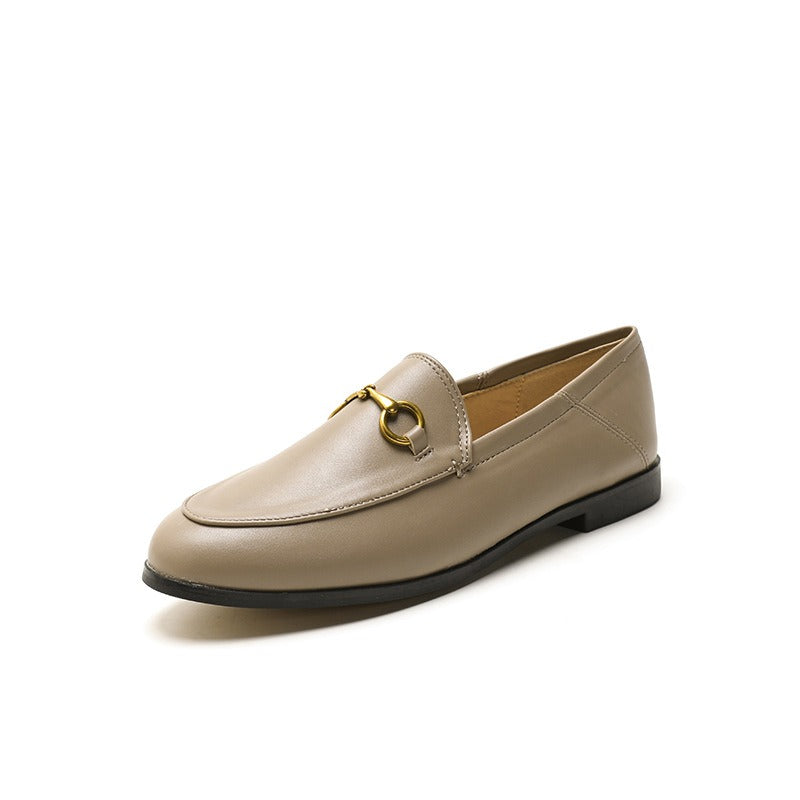 Pre Order:  Horseshoe Buckles Loafers Flat Shoes