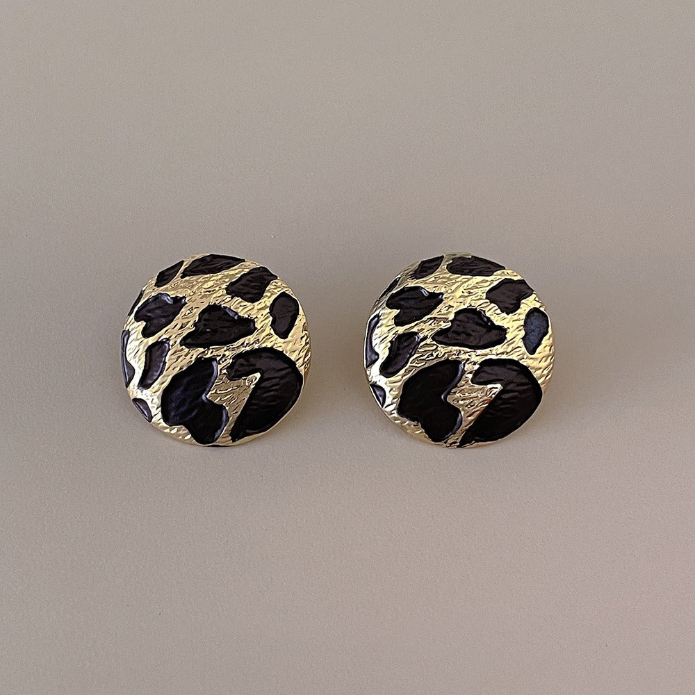 Pre Order:  Irregular Leopard Print Round Earrings