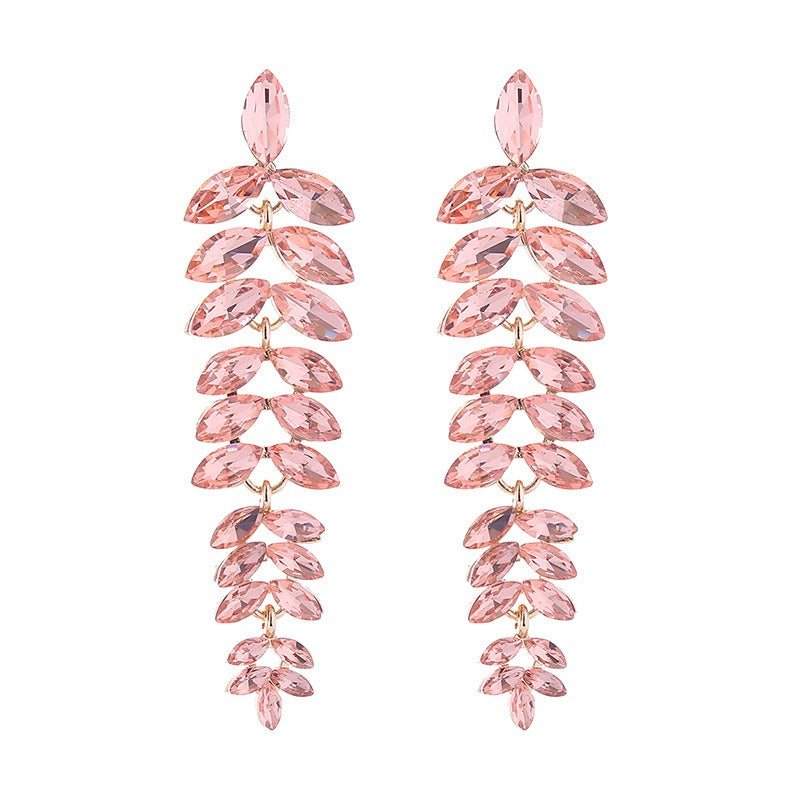 Pre Order:  Multi-Layered Diamond Leaf Flower Earrings