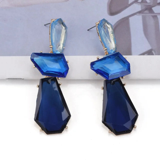 Pre Order:  Multilayer Geometric Resin Drop Earrings