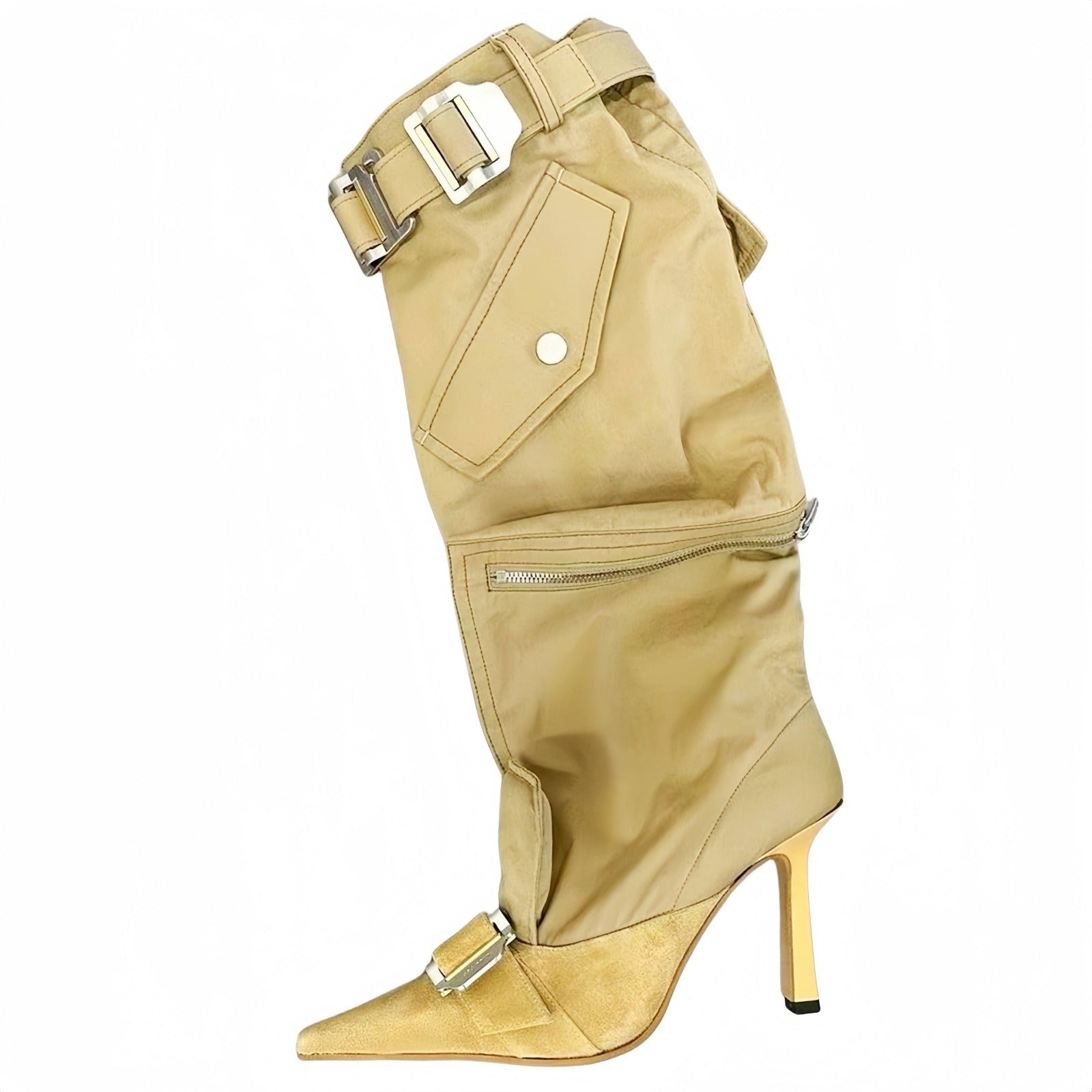 Pre Order:  Knee Length Belt Buckle High Heel Boots