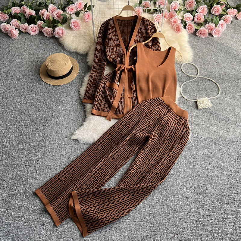 Pre Order:  Two-Piece Knitted Top + Wide Leg Pants