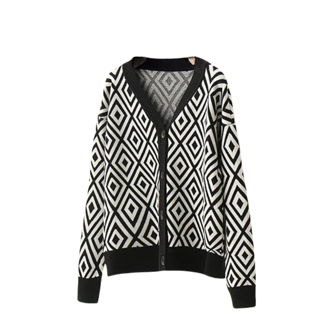 Pre Order:  Casual Geometric Button Knit Cardigan