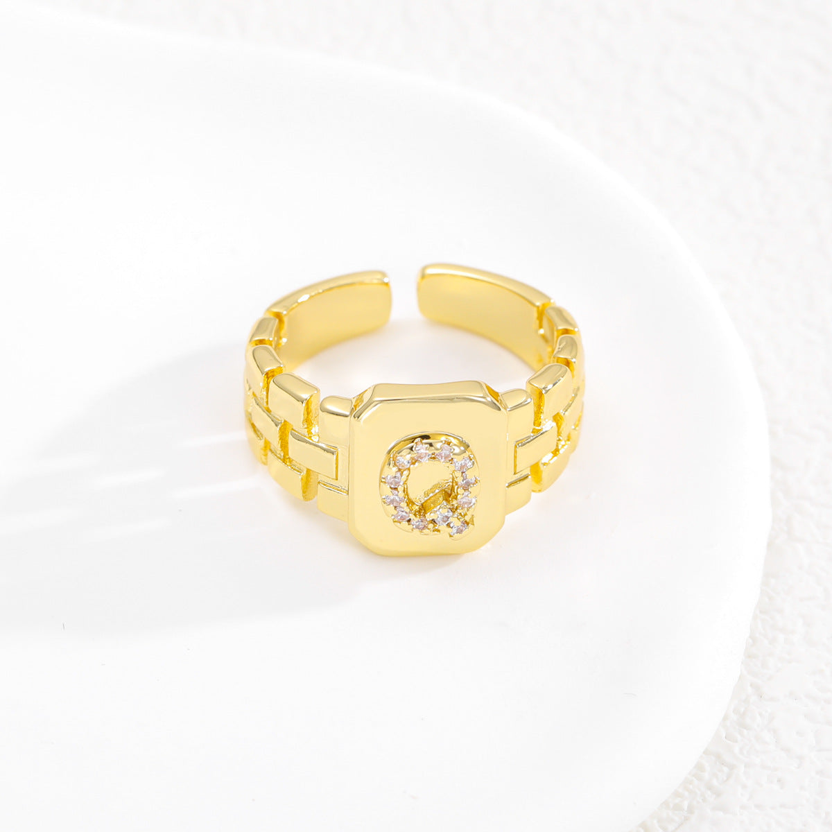 Pre Order:  Letter Series Strap Design Open Ring