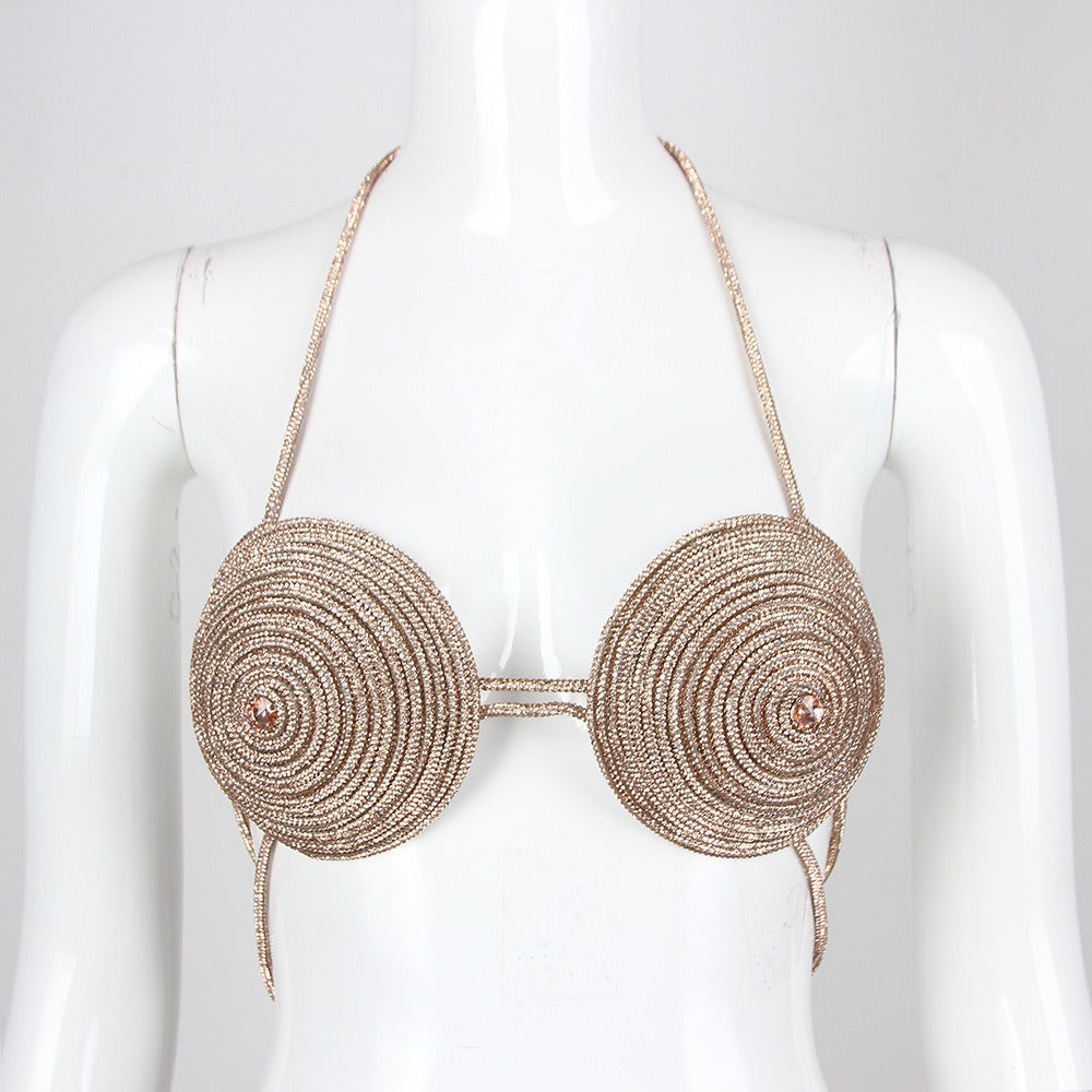 Pre Order:  Gold Round Chest Chain Bra