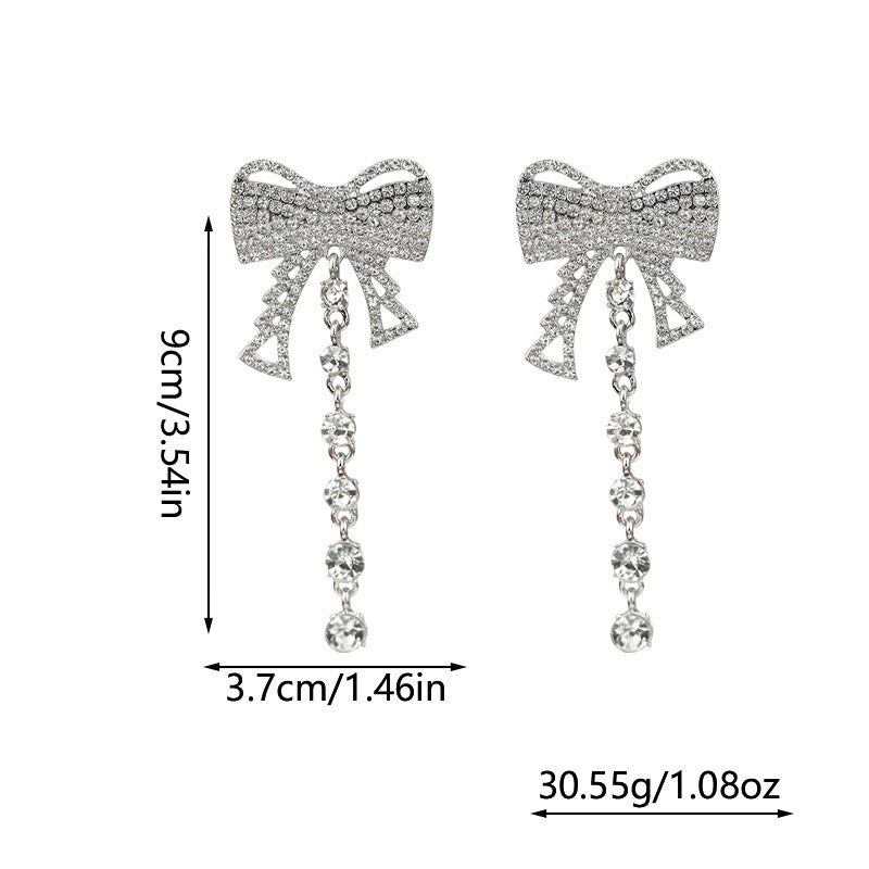 Pre Order:  Bow Tassel Diamond Earrings