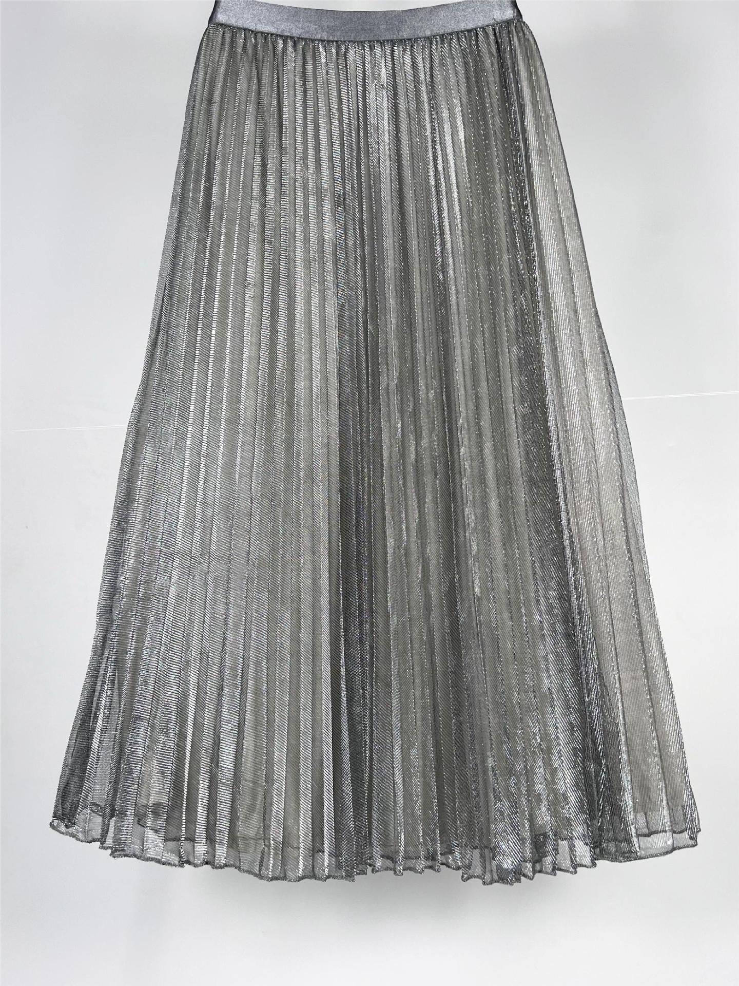 Pre Order:  Light Mesh High Elastic Waist Pleated Skirt