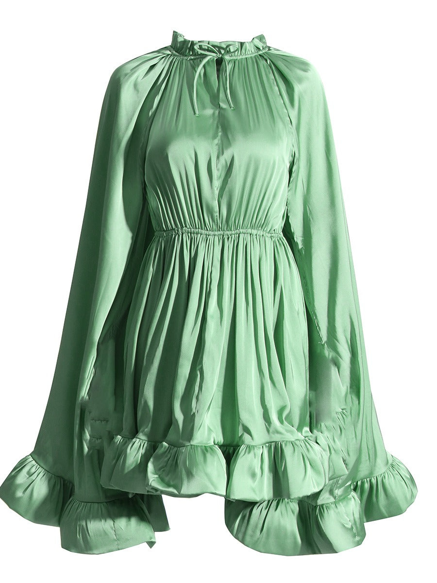 Elegant Cinched Waist Ruffle Dress