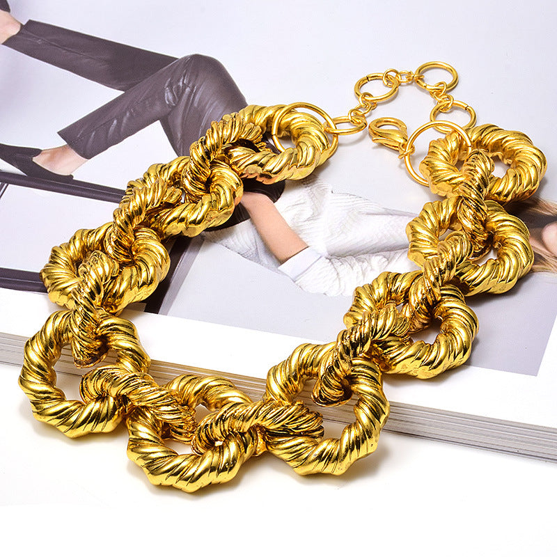 Pre Order:  Twisted Loops Chain Electroplated Necklace