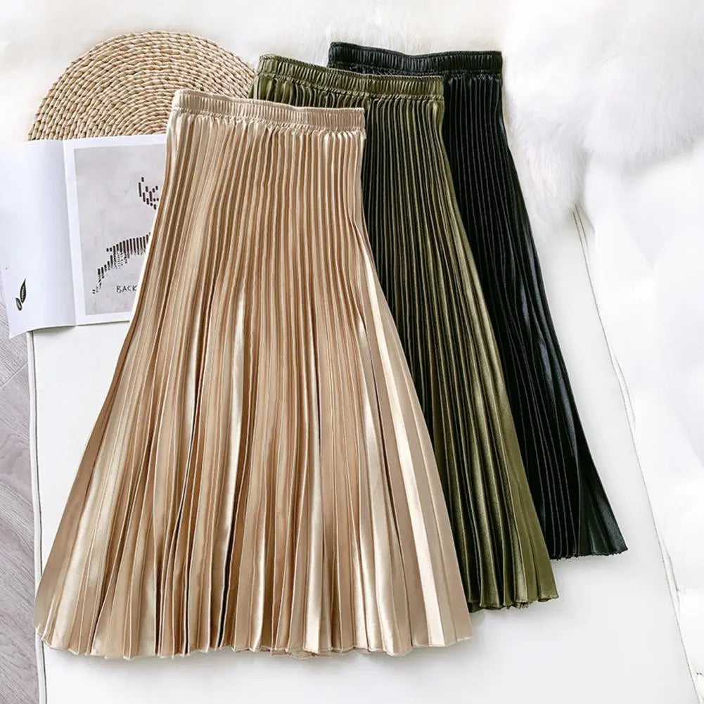 Pre Order:  Pleated High-Waist Midi Skirt