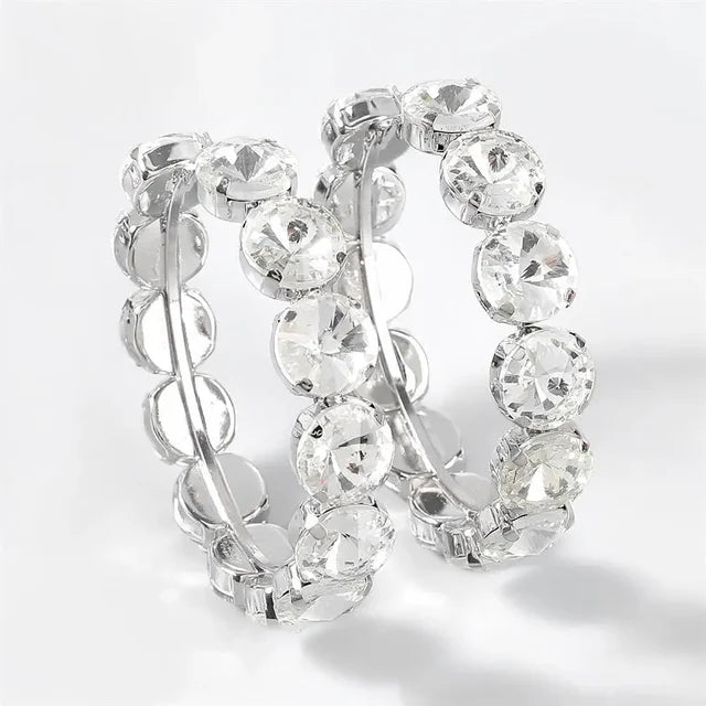 Pre Order:  Exaggerate Rhinestone Hoop Earrings