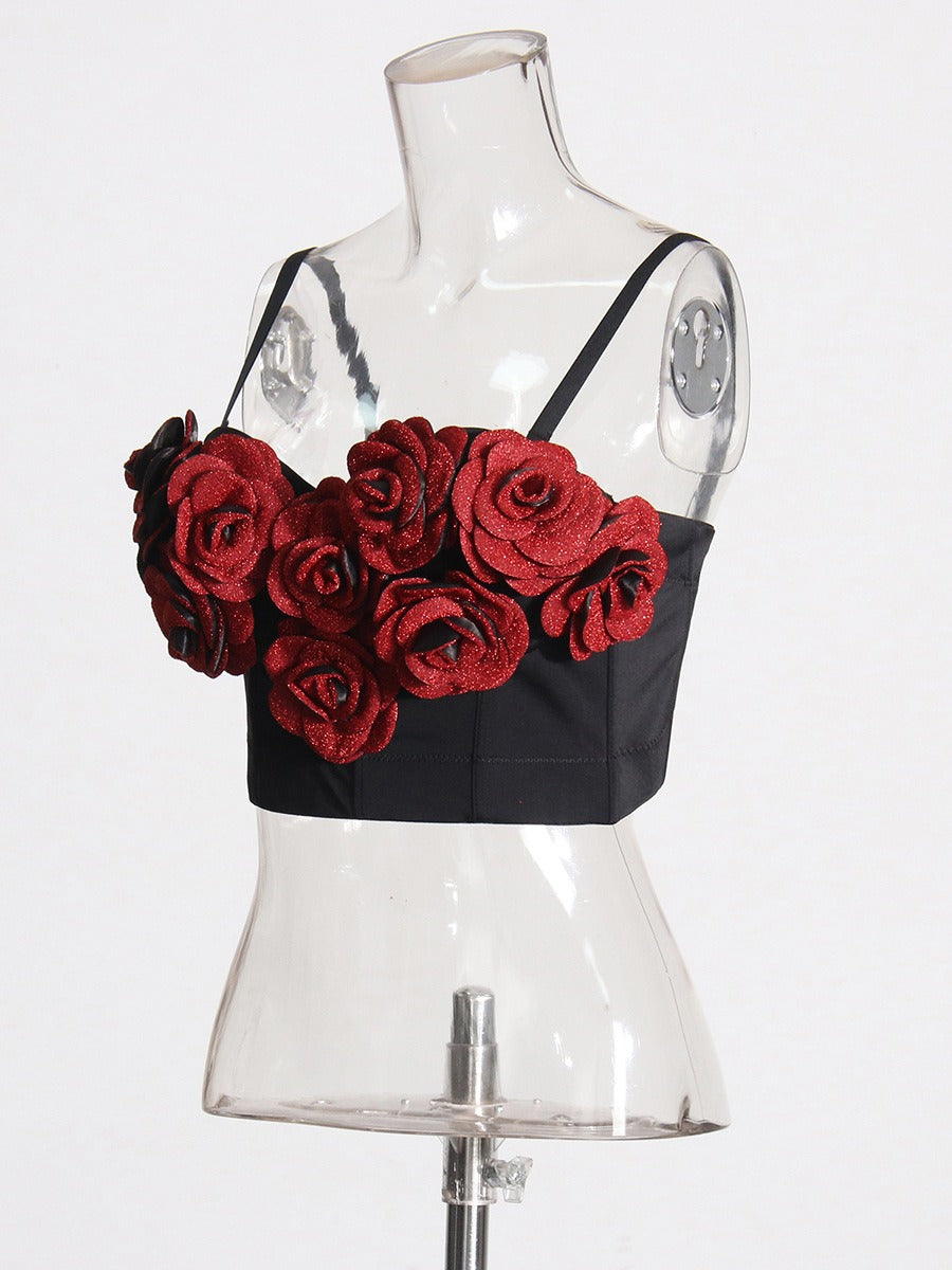 Pre Order:  3D Rose Blossom Cropped Corset Tank