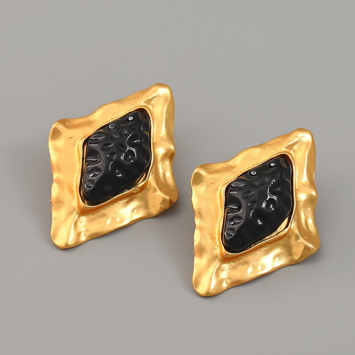 Diamond Shaped Black Core Earrings