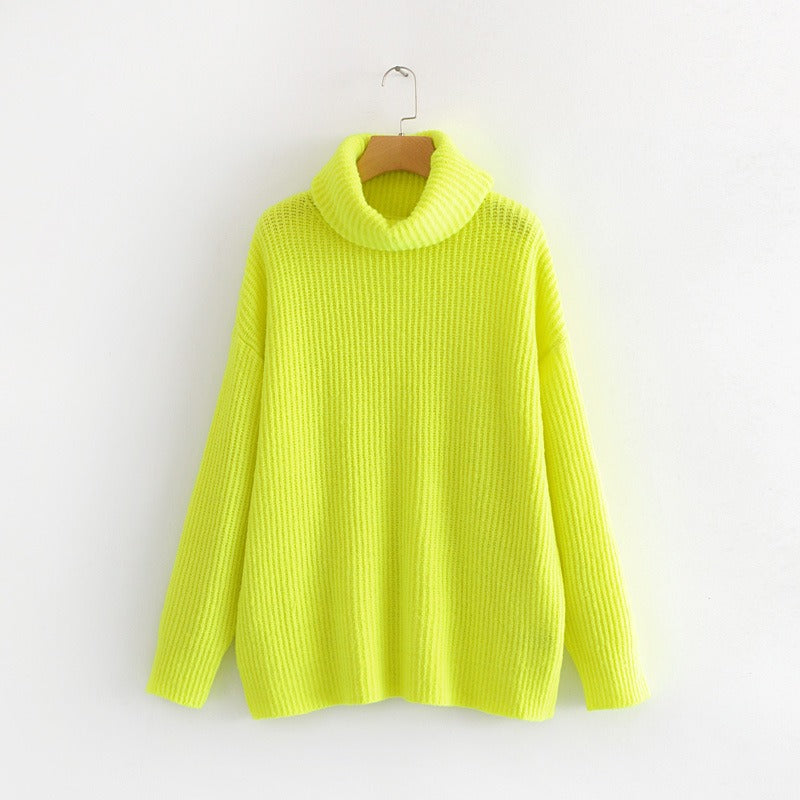 Pre Order: Turtle Neck Solid Knitted Long Sleeves Dress Sweater