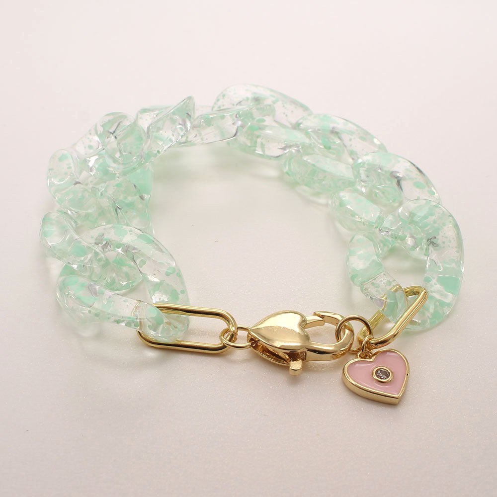 Pre Order:  Zircon Charm Link Resin Bracelet