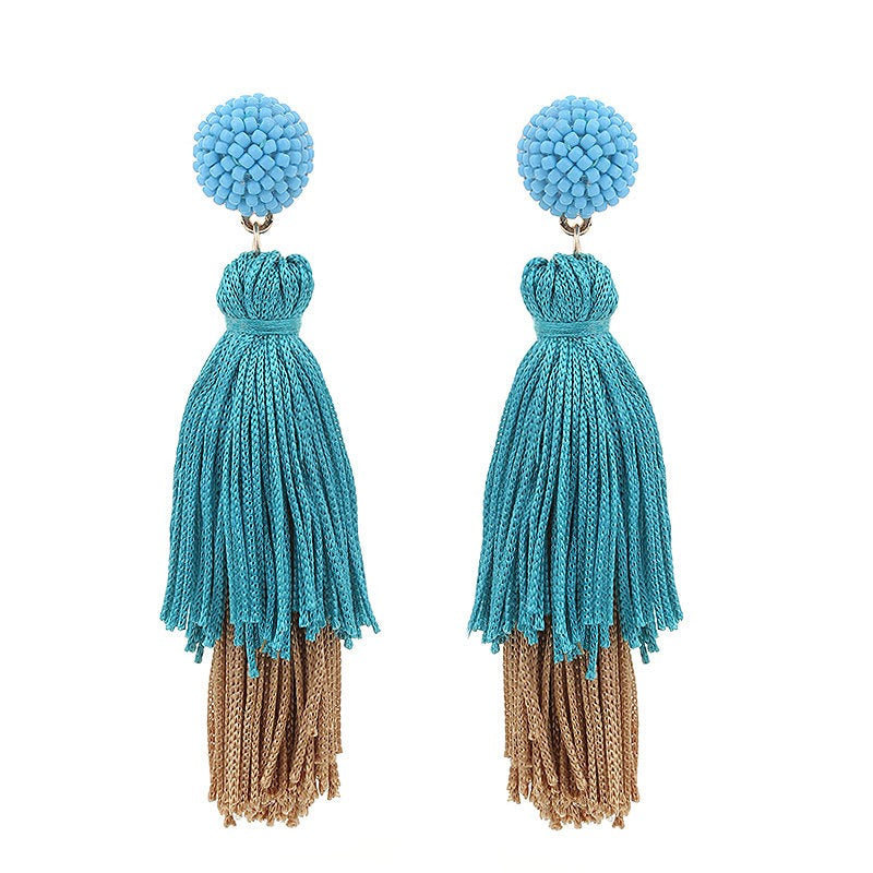 Pre Order:  Bohemian Double Layered Tassel Earrings